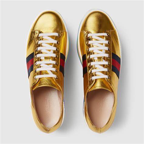 gucci gold platform sneakers|platform Gucci sneakers women.